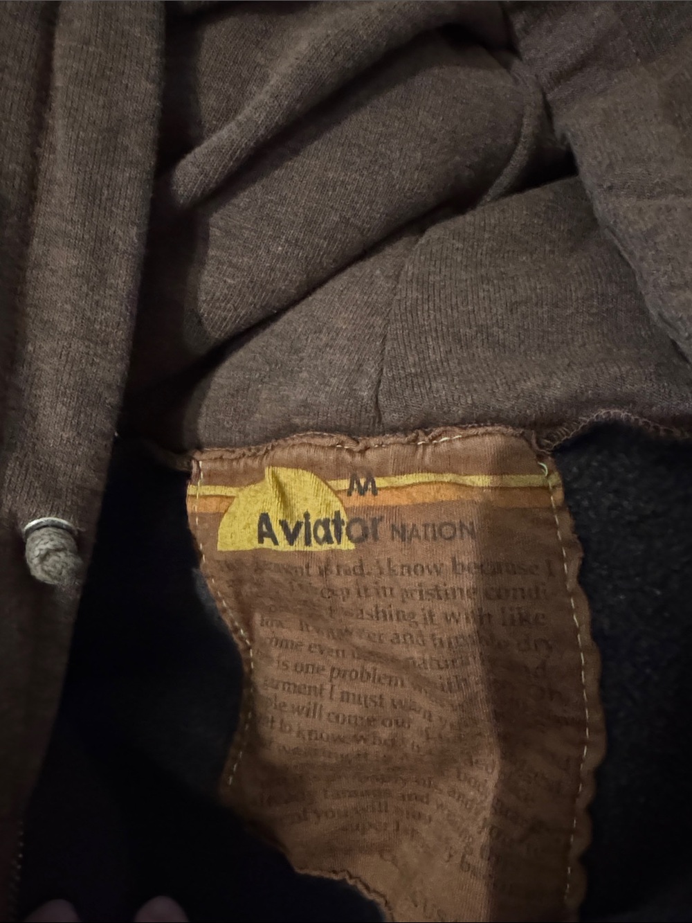 Aviator Nation Brown Zip-Up Hoodie with Retro Rainbow Stripes - Picture 2 of 2